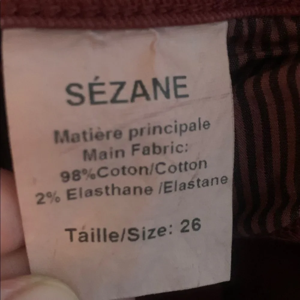 Sezane Burgundy Denim Skinny Ankle Jeans Mid Rise Size 26